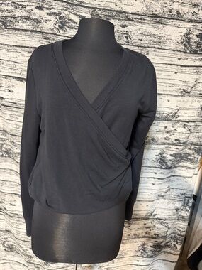 Athleta Black Wrap-Style Long Sleeve Top
